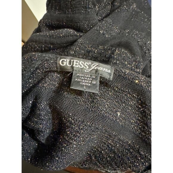 Guess Metallic Gold Long Sleeve Knit Sweater Dress Size L - Picture 4 of 4
